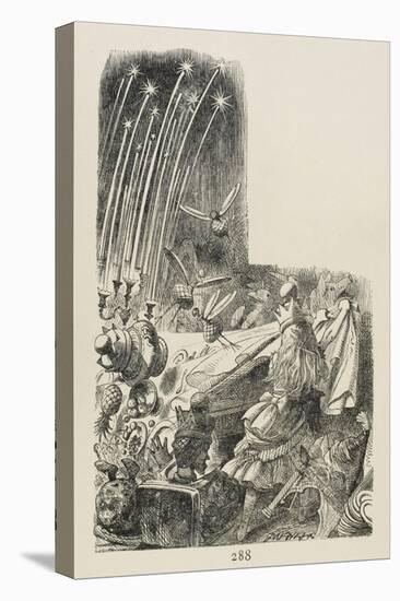 Alice Pulls Away the Tablecloth-John Tenniel-Stretched Canvas