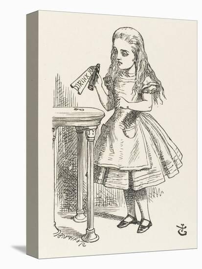 Alice Shrinks and Stretches Alice Finds the Bottle Labelled Drink Me-John Tenniel-Premier Image Canvas