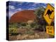 Alice Springs, Traffic Sign Beside Road Through Outback, Red Rocks of Olgas Behind, Australia-Amar Grover-Premier Image Canvas