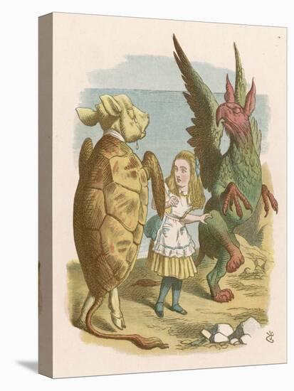 Alice with the Mock Turtle and the Gryphon-John Tenniel-Stretched Canvas