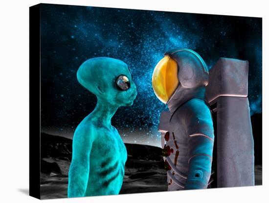 Alien And Astronaut, Artwork-Victor Habbick-Premier Image Canvas