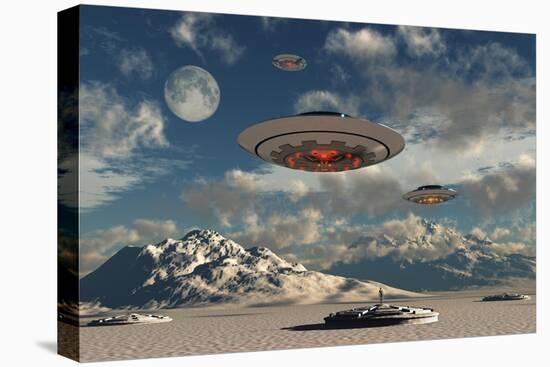 Alien Base with Ufos Located in the Antarctic-null-Stretched Canvas
