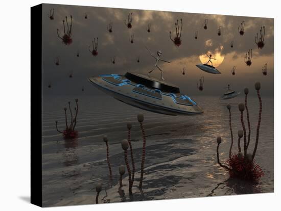 Aliens Celebrate their Annual Harvest on their UFO's-Stocktrek Images-Premier Image Canvas