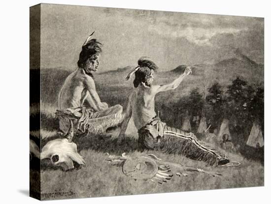 All the tribes beheld the signal, Saw the distant smoke ascending, from The Song of Hiawatha-Frederic Sackrider Remington-Premier Image Canvas