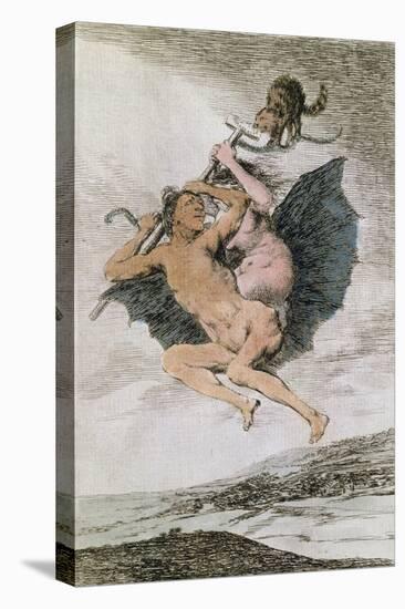 Alla Va Eso (There it Goes), Plate 66 of 'Los Caprichos', Late 18th (Colour Engraving)-Francisco de Goya-Premier Image Canvas