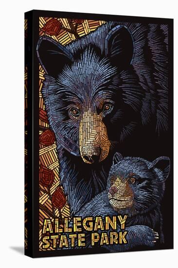 Allegany State Park, New York - Black Bear Mosaic-Lantern Press-Stretched Canvas