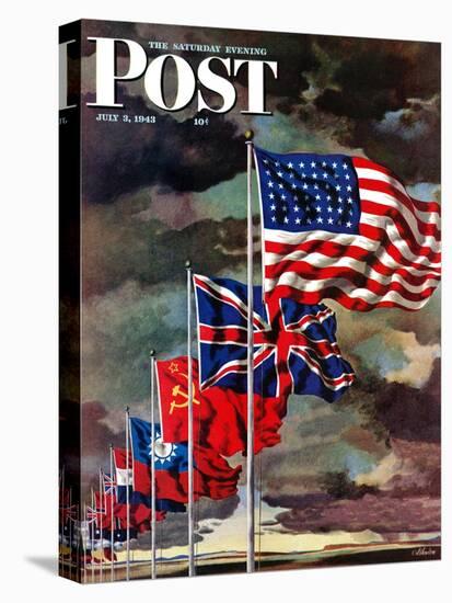 "Allied Forces Flags," Saturday Evening Post Cover, July 3, 1943-John Atherton-Premier Image Canvas