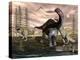 Allosaurus Dinosaurs Attacking an Apatosaurus-Stocktrek Images-Stretched Canvas