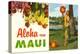 Aloha from Maui, Hula Girl and Flowers-null-Stretched Canvas