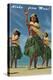 Aloha from Maui, Hula Girls on Beach-null-Stretched Canvas