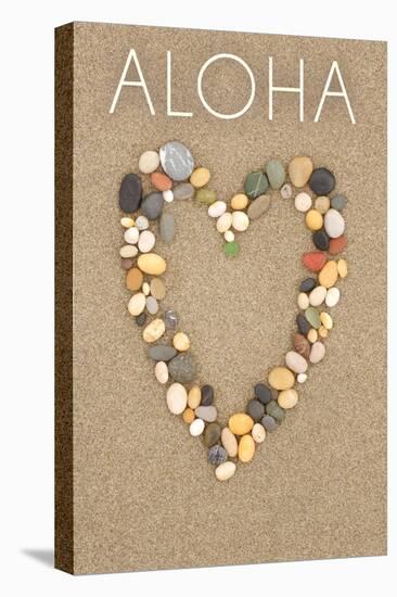 Aloha - Stone Heart on Sand-Lantern Press-Stretched Canvas