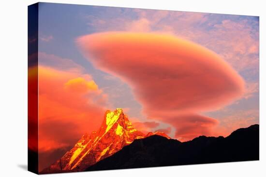 Alpenglow at sunset on Machapuchare, Nepelese Himalayas-Ashley Cooper-Premier Image Canvas