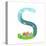 Alphabet Letter S Cartoon Flat Style for Children. for Kids Boys and Girls with City, Houses, Cars,-Popmarleo-Stretched Canvas
