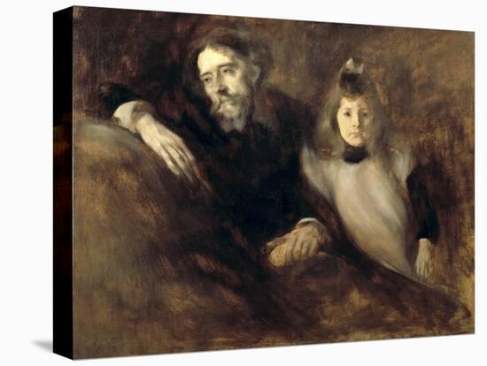 Alphonse Daudet and His Daughter-Eugene Carriere-Stretched Canvas