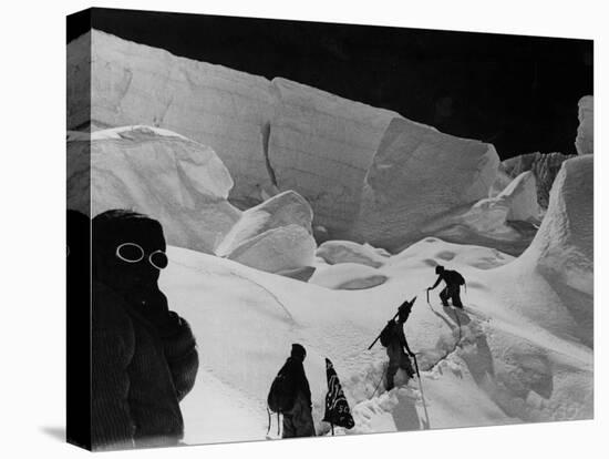 Alpinists Walking in the Snow-null-Premier Image Canvas