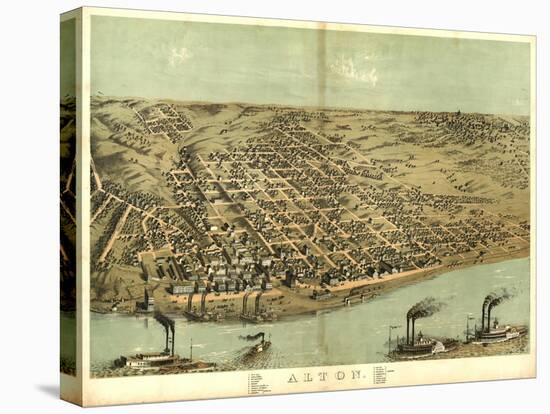 Alton, Illinois - Panoramic Map-Lantern Press-Stretched Canvas