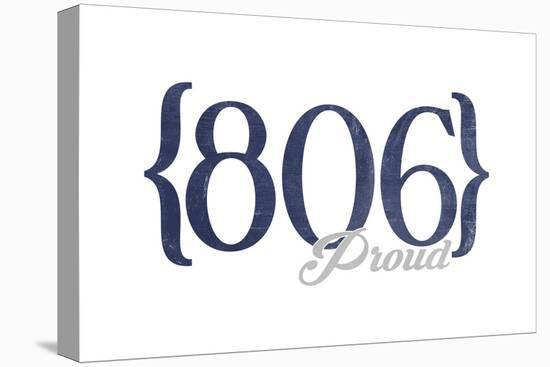 Amarillo, Texas - 806 Area Code (Blue)-Lantern Press-Stretched Canvas