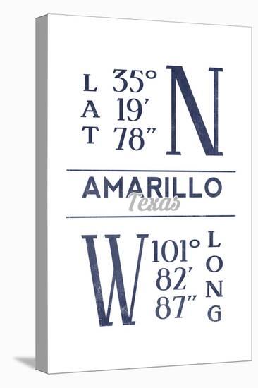 Amarillo, Texas - Latitude and Longitude (Blue)-Lantern Press-Stretched Canvas