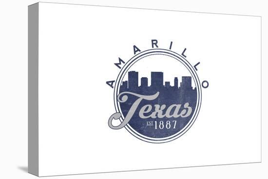 Amarillo, Texas - Skyline Seal (Blue)-Lantern Press-Stretched Canvas