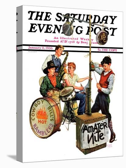 "Amateur Night," Saturday Evening Post Cover, January 11, 1936-Monte Crews-Premier Image Canvas