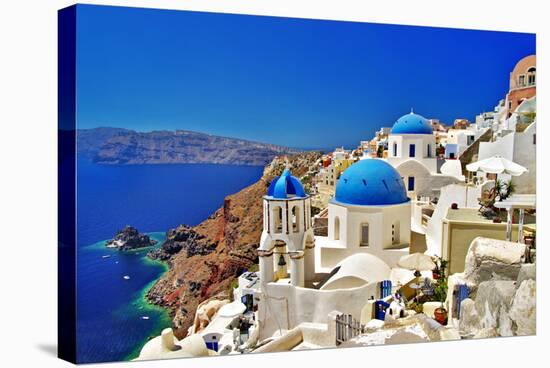 Amazing Santorini - Travel In Greek Islands Series-Maugli-l-Stretched Canvas