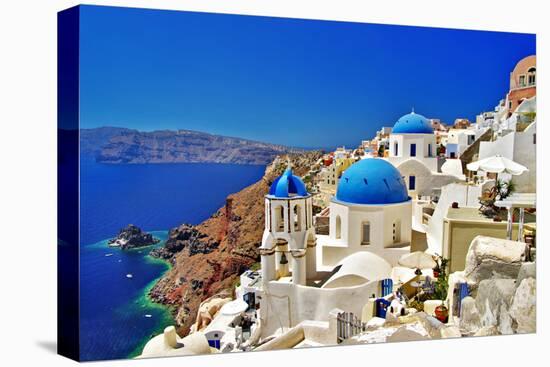 Amazing Santorini - Travel In Greek Islands Series-Maugli-l-Stretched Canvas