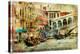 Amazing Venice, Rialto Bridge - Artwork In Painting Style-Maugli-l-Stretched Canvas