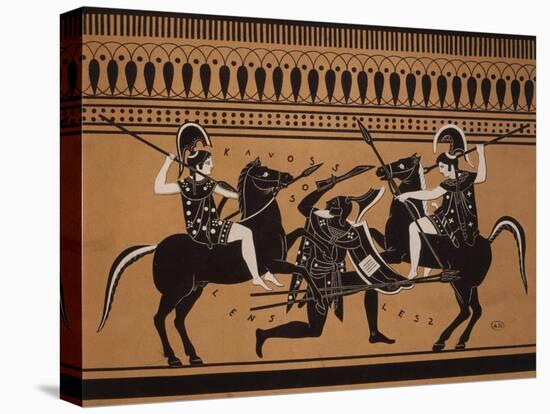 Amazons Fighting, Engraving from Greek Vases Conserved at Leyden, Holland, 19th century-null-Premier Image Canvas