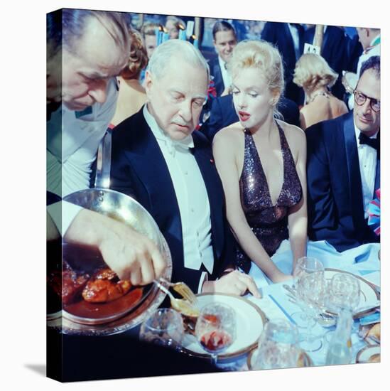 Ambassador Winthrop Aldrich Chats with Marilyn Monroe as Husband Arthur Miller Looks on, Paris Ball-Peter Stackpole-Premier Image Canvas