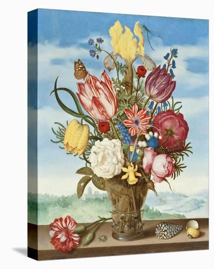 Ambrosius Bosschaert, Bouquet of Flowers on a Ledge-Dutch Florals-Stretched Canvas