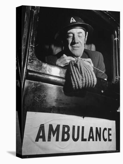 Ambulance Driver Knitting For the English Army During WWII-Carl Mydans-Premier Image Canvas