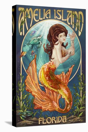 Amelia Island, Florida - Mermaid-Lantern Press-Stretched Canvas