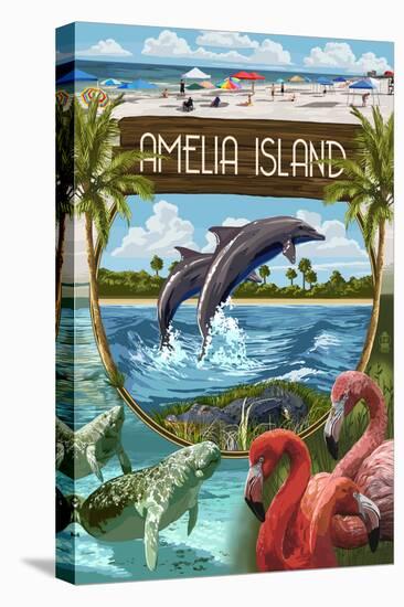 Amelia Island, Florida - Montage-Lantern Press-Stretched Canvas