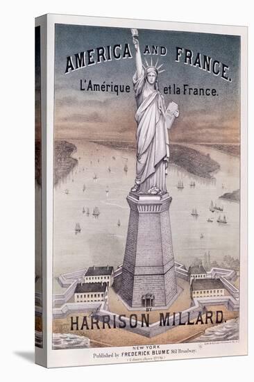 America and France', Music Score for Song About the Statue of Liberty by Harrison Millard (1830-95)-null-Premier Image Canvas