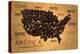 America Map Coffee Bean Producer on Old Paper-NatanaelGinting-Stretched Canvas