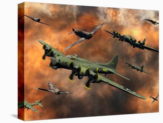 American and German Aircraft Battle it Out in the Skies During WWII-Stocktrek Images-Premier Image Canvas