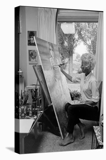 American Artist Margaret Keane Painting in Her Studio, Tennessee, 1965-Bill Ray-Premier Image Canvas