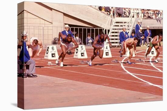 American Bob Hayes Taking Off from the Starting Block at Tokyo 1964 Summer Olympics, Japan-Art Rickerby-Premier Image Canvas