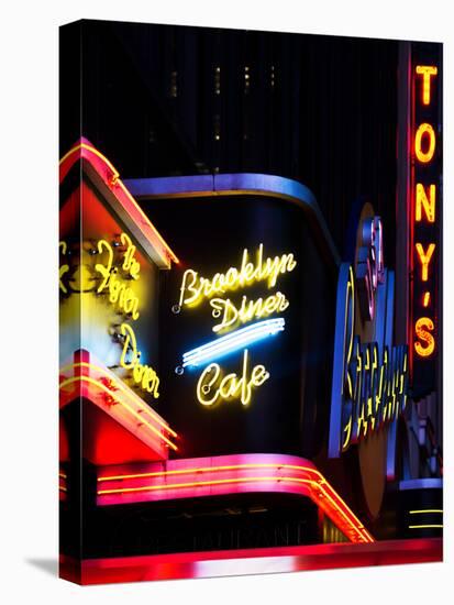 American Brooklyn Diner Cafe at Times Square by Night, Manhattan, New York City, US, USA-Philippe Hugonnard-Premier Image Canvas