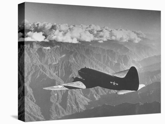 American C-46 Transport Flying "The Hump" a Long, Difficult Flight over the Himalayas-William Vandivert-Premier Image Canvas