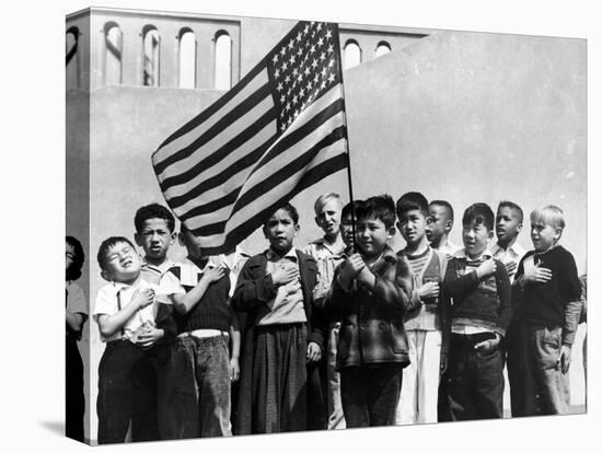 American Children of Japanese, German and Italian Heritage, Pledging Allegiance to the Flag-Dorothea Lange-Premier Image Canvas