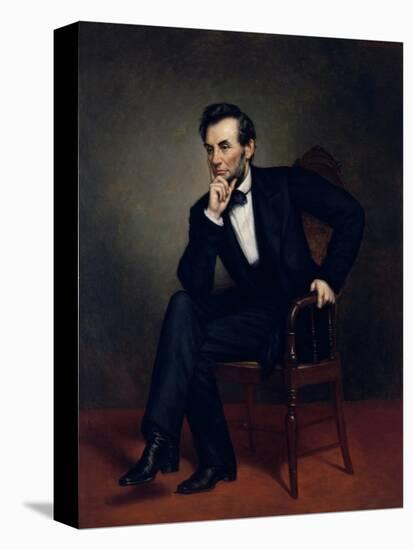 American Civil War Painting of President Abraham Lincoln Seated in a Chair-null-Stretched Canvas