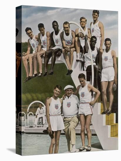 American Contestants Pose and Smile at the Side of the Swimming Pool-null-Premier Image Canvas