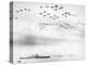 American Fighter Fly in Formation over the Uss Missouri During Surrender Ceremonies-null-Stretched Canvas