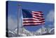 American Flag and Snow on Sierra Nevada Mountains, California, USA-David Wall-Premier Image Canvas