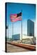 American Flag and United Nations Buildings, New York City-null-Stretched Canvas