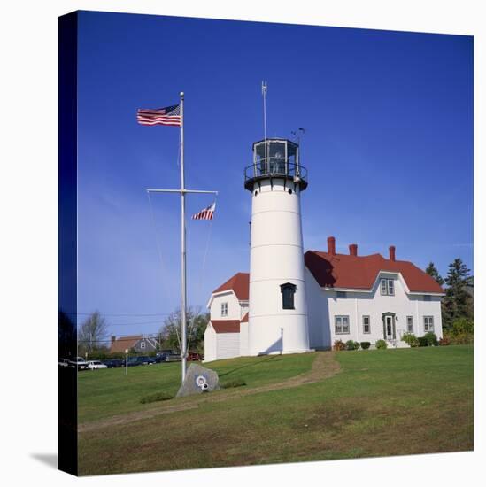 American Flag Flying Beside the Chatham Lighthouse at Cape Cod, Massachusetts, New England, USA-Roy Rainford-Premier Image Canvas