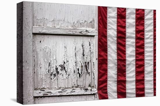 American Flag Hung from Wooden Garage in Bershires, NY-null-Stretched Canvas