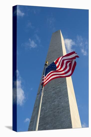 American Flag in Front of the Obelisk of the Washington Monument at the Mall, District of Columbia-Michael Runkel-Premier Image Canvas