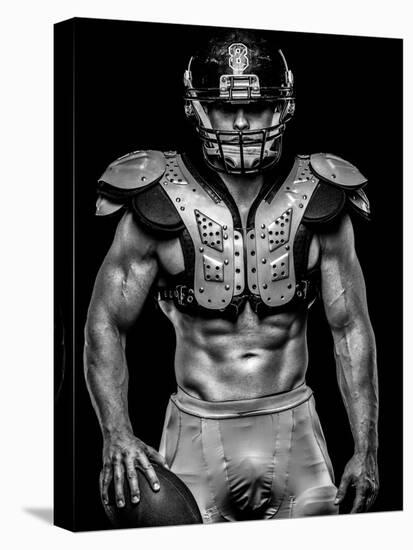 American Football Player with Ball Wearing Helmet and Protective Shields-NejroN Photo-Premier Image Canvas